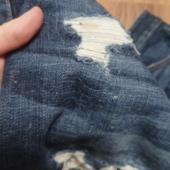 Maurices Dark Blue Distressed Jean Shorts - Picture 2 of 8